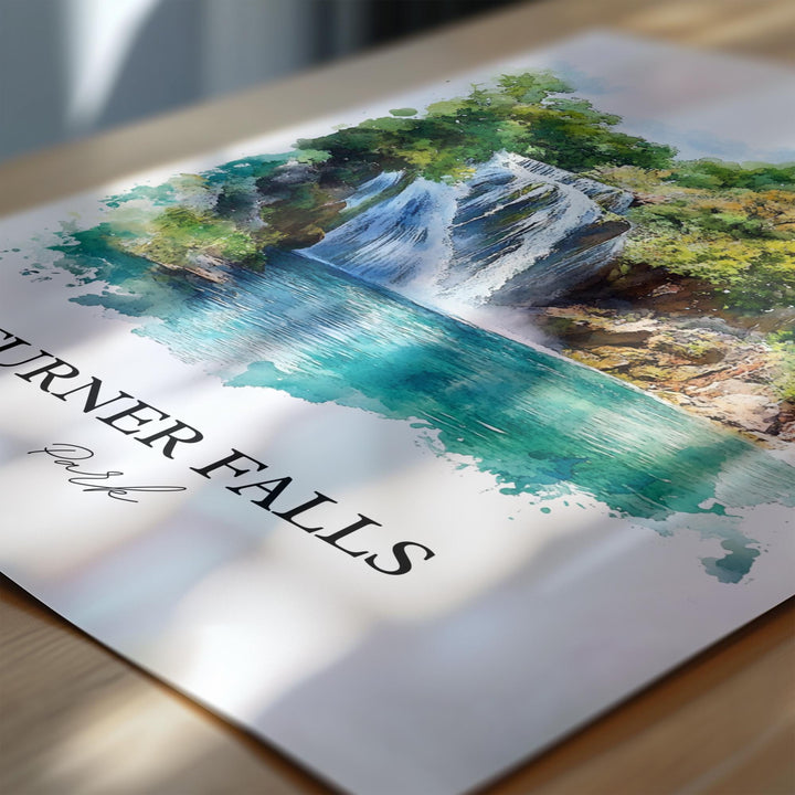 Turner Falls Park Wall Art, Davis OK Print, Oklahoma Watercolor, Turner Falls Park OK Gift, Travel Print, Travel Poster, Housewarming Gift