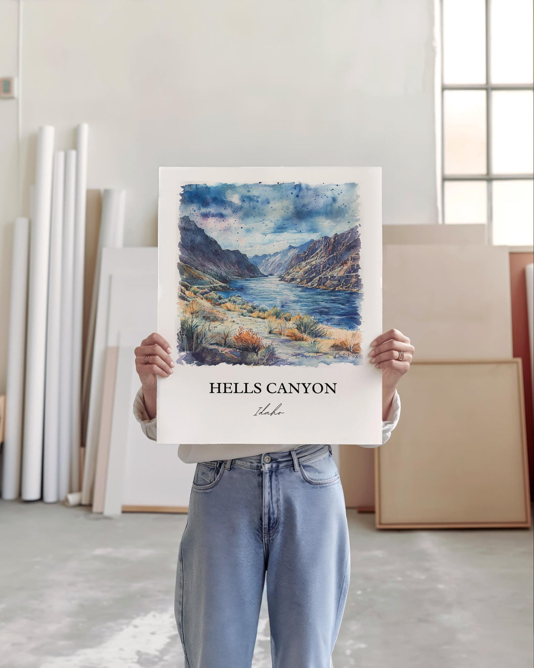 Hells Canyon Wall Art, Wallowa County OR Print, Idaho Watercolor Art, Hells Canyon Gift, Travel Print, Travel Poster, Housewarming Gift