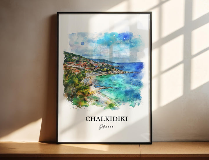 Chalkidiki Wall Art, Halkidiki Print, Greece Watercolor Art, Chalkidiki Greece Gift, Travel Print, Travel Poster, Housewarming Gift