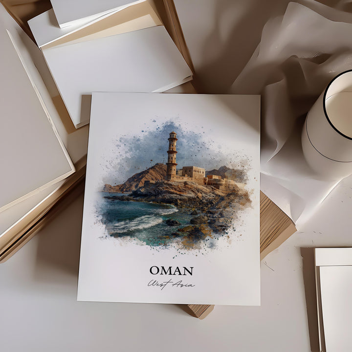 Oman Wall Art, Oman Print, Oman Watercolor Art, Oman Country Gift, Travel Print, Travel Poster, Housewarming Gift