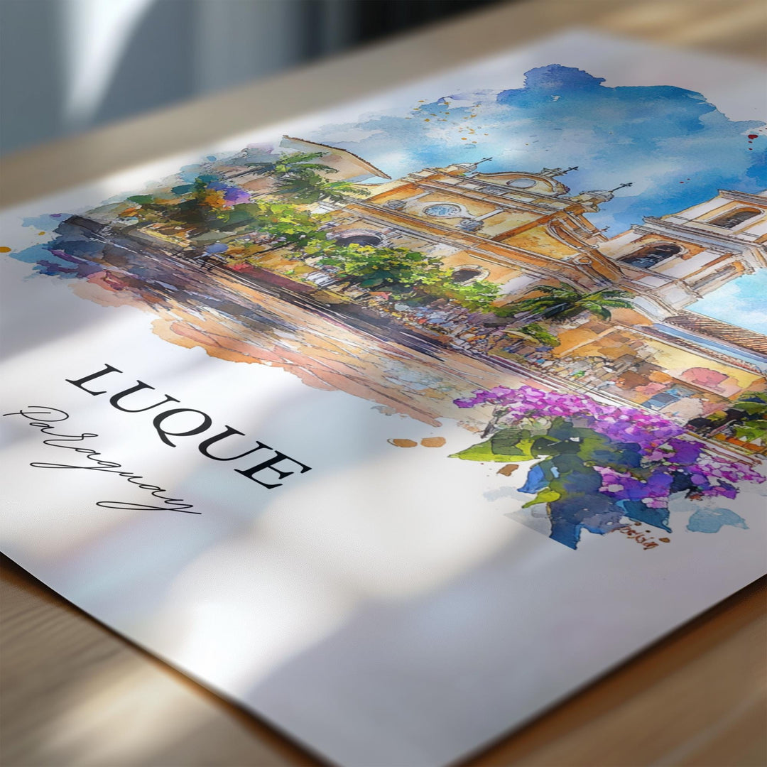 Luque Paraguay Wall Art, Asunción Print, Paraguay Watercolor Art, Luque Paraguay Gift, Travel Print, Travel Poster, Housewarming Gift