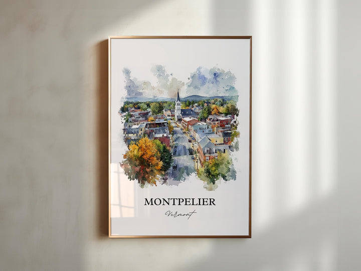 Montpelier VT Wall Art, Washington County Print, Vermont Watercolor Art, Montpelier VT Gift, Travel Print, Travel Poster, Housewarming Gift