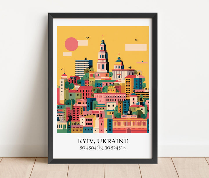 Kyiv Art, Kyiv Retro Travel Art, Kyiv Ukraine Home Decor, Ukraine Gift, Ukraine Travel Art, Travel Prints, Housewarming Gift