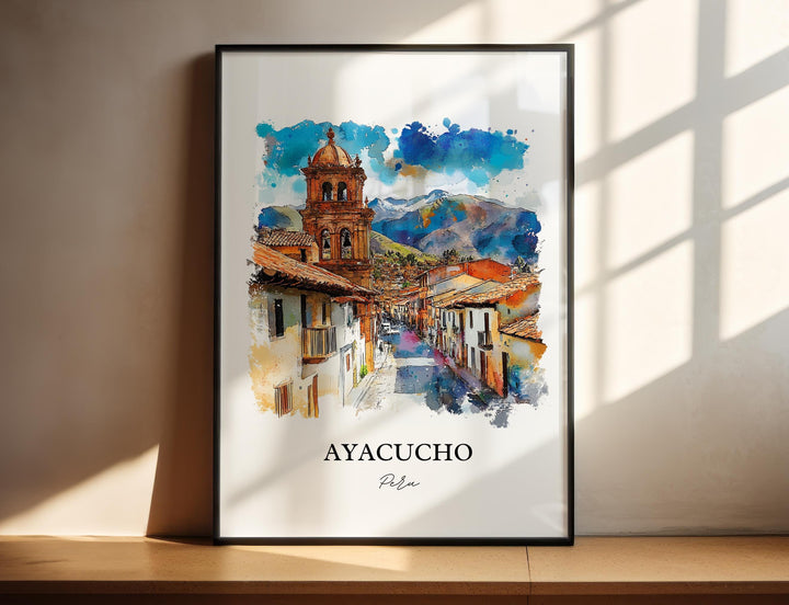 Ayacucho Wall Art, Ayacucho Print, Peru Watercolor Art, Ayacucho Peru Gift, Travel Print, Travel Poster, Housewarming Gift