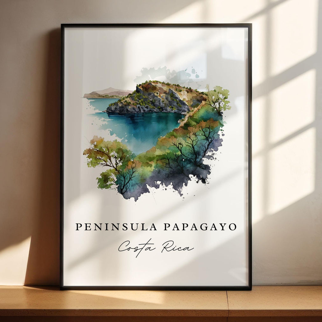 Peninsula Papagayo wall art - Costa Rica, Papagayo poster, Guanacaste CR Wedding gift, Birthday present, Custom Text, Personalised Gift