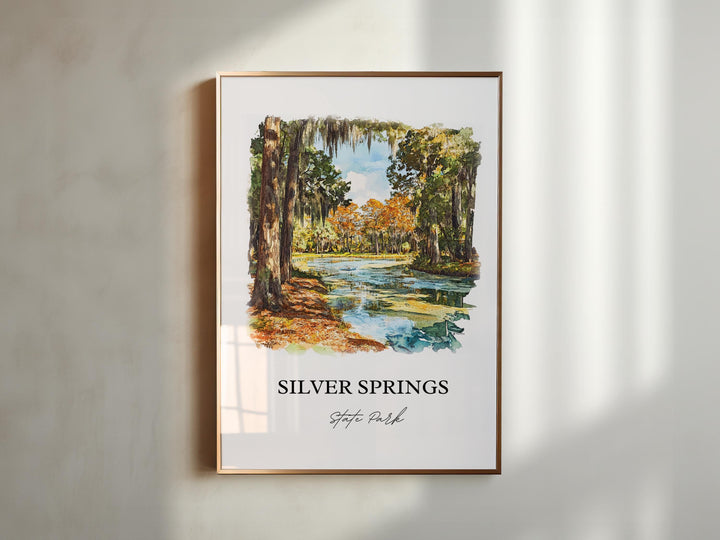 Silver Springs Park Wall Art, Florida Print, Silver Springs Watercolor, Marion County Gift, Travel Print, Travel Poster, Housewarming Gift