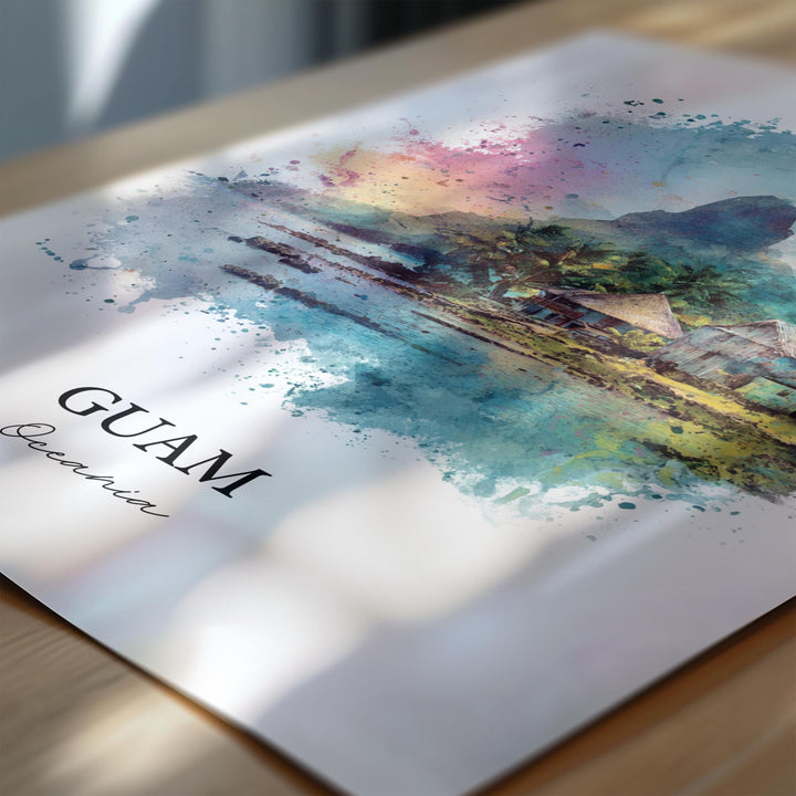 Guam Wall Art, Guam Print, Guam Watercolor Art, Guam Gift, Travel Print, Travel Poster, Housewarming Gift