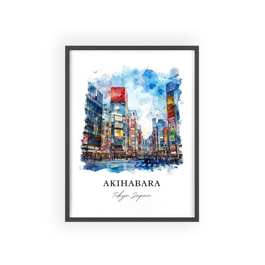 Akihabara Wall Art, Tokyo Japan Print, Akihabara Watercolor Art, Tokyo Gift, Travel Print, Travel Poster, Housewarming Gift