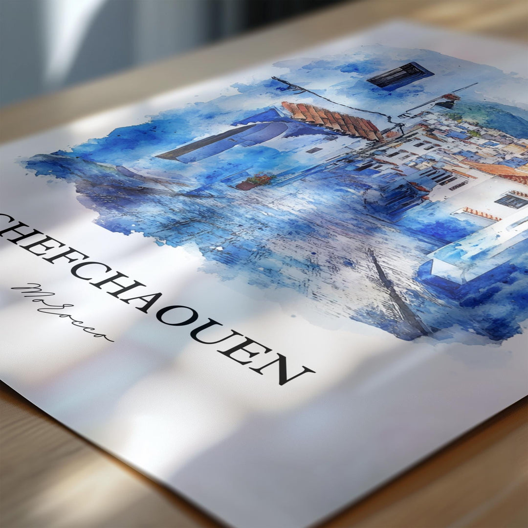 Chefchaouen, Morocco – Watercolor Art Print