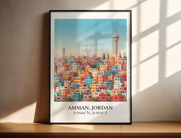 Amman Jordan Art, Amman Retro Travel Art, Amman Home Decor, Jordan Gift, Jordan Country Travel Art, Travel Prints, Housewarming Gift