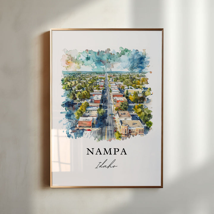 Nampa Idaho Wall Art, Nampa ID Print, Nampa Watercolor Art, Nampa Idaho Gift,