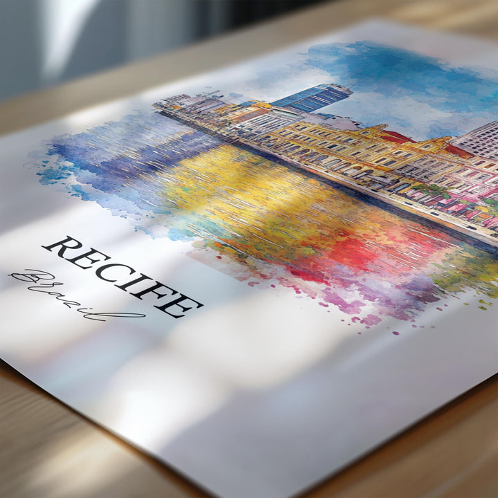 Recife Brazil Wall Art, Pernambuco Print, Brazil Watercolor Art, Recife Brazil Gift, Travel Print, Travel Poster, Housewarming Gift