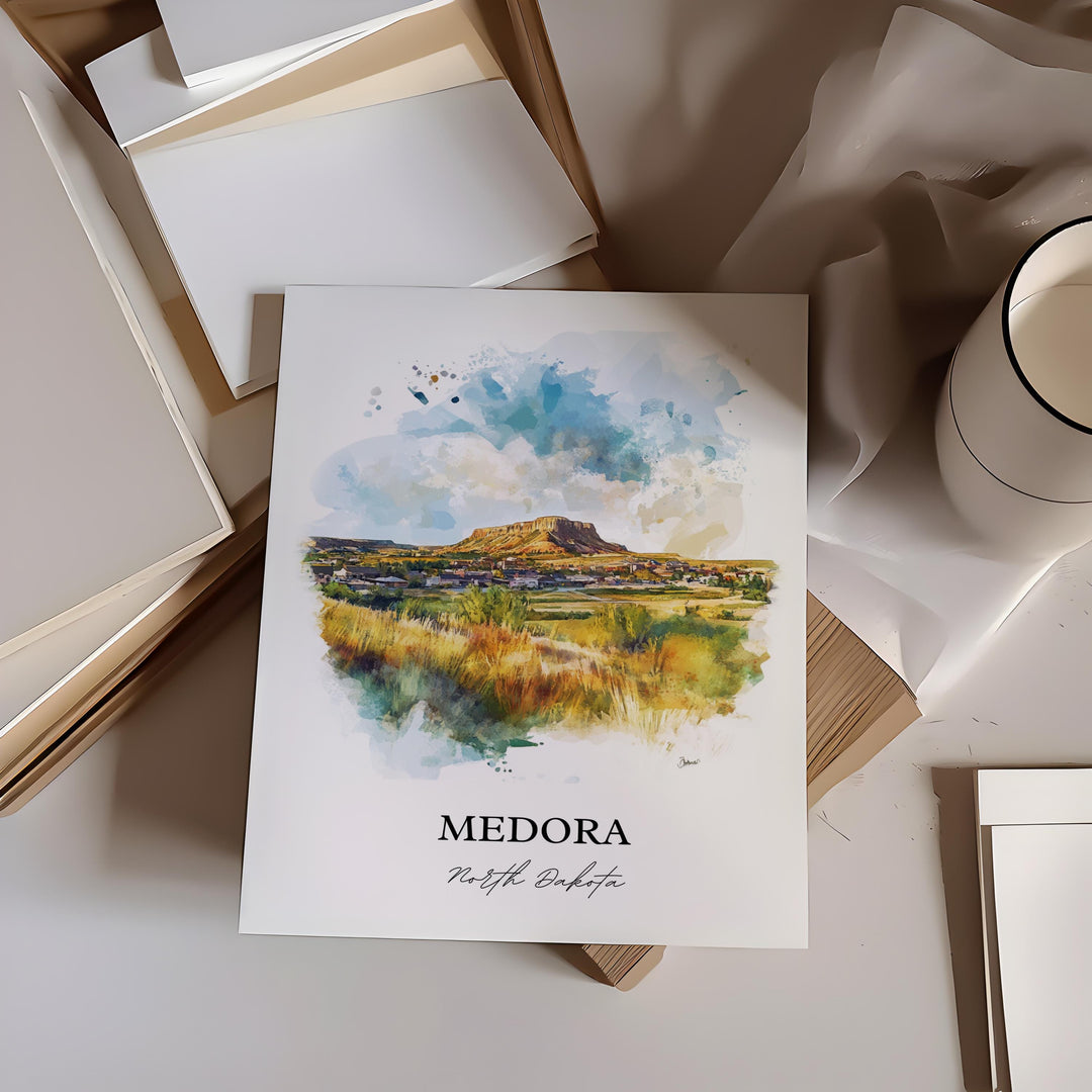 Medora, North Dakota, USA – Watercolor Art Print