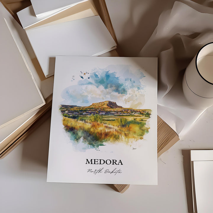 Medora, North Dakota, USA – Watercolor Art Print