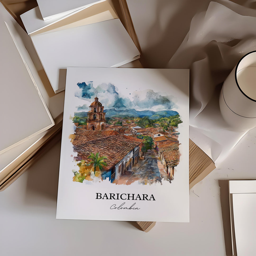 Barichara Wall Art, Northern Colombia Print, Colombia Watercolor Art, Barichara Gift, Travel Print, Travel Poster, Housewarming Gift
