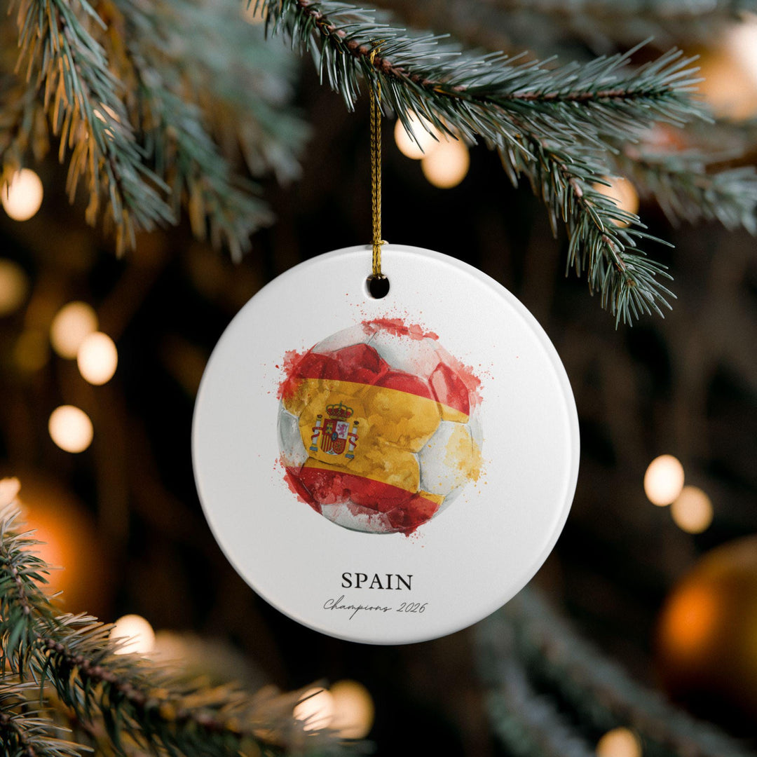 Spain Soccer Ornament 2026 | Champions Football Fan Keepsake, Spain Christmas Ornament