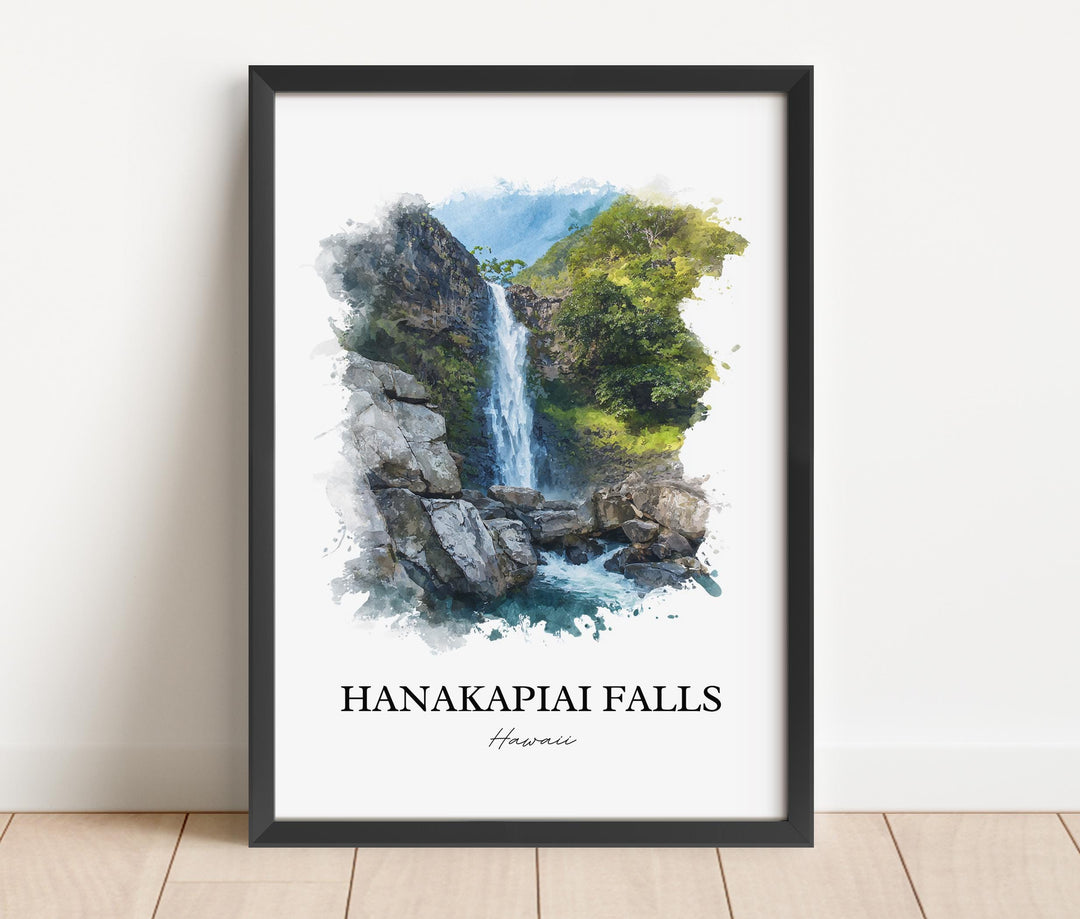 Hanakapiai Falls Wall Art, Na Pali Coast Print, Kauai Watercolor Art, Hanakapiai Falls Gift, Travel Print, Travel Poster, Housewarming Gift