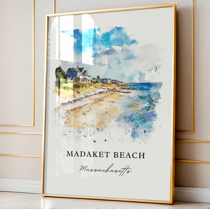 Madaket Beach MA Wall Art, Madaket Beach Print, Madaket Beach Watercolor Art, Nantucket Gift,