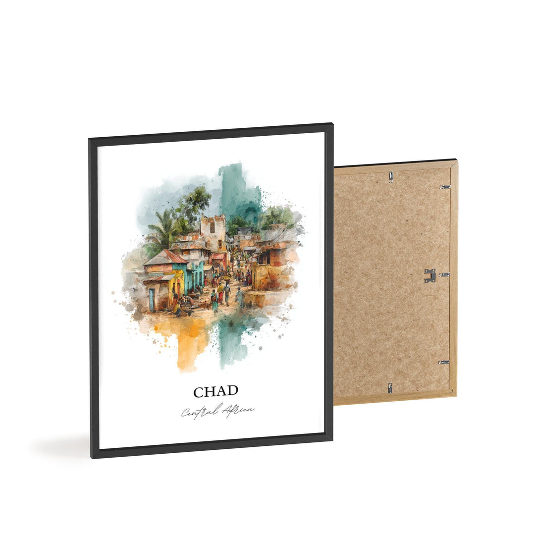 Chad Wall Art, Chad Print, Chad Watercolor Art, Central Africa Gift, Travel Print, Travel Poster, Housewarming Gift