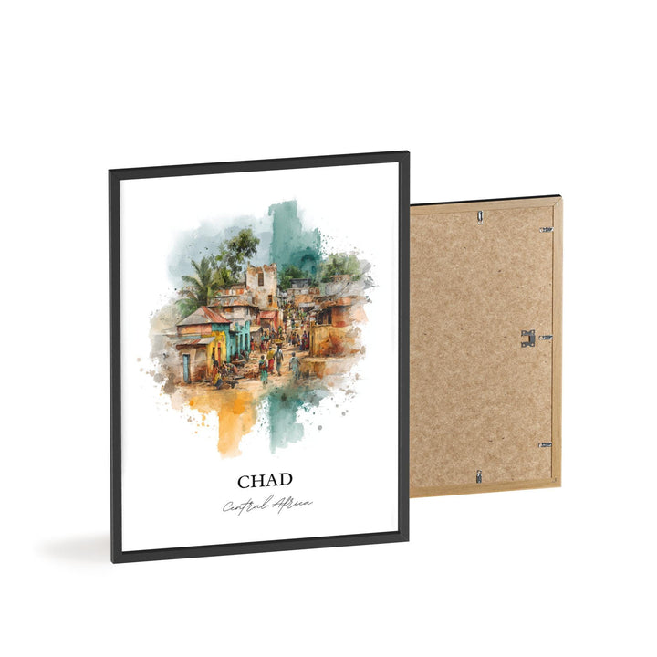 Chad Wall Art, Chad Print, Chad Watercolor Art, Central Africa Gift, Travel Print, Travel Poster, Housewarming Gift