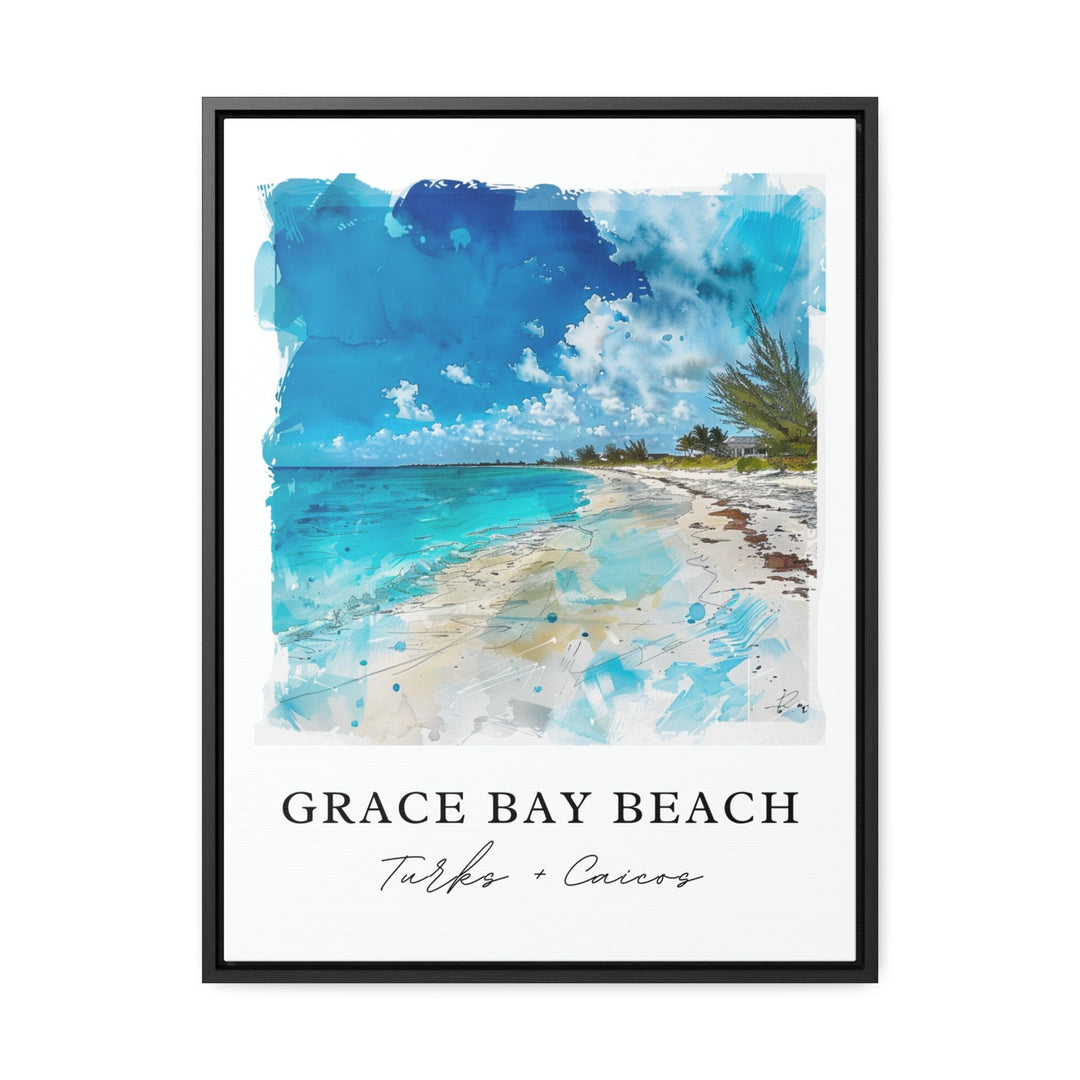 Grace Bay Turks Wall Art, Turks and Caicos Print, Grace Bay Beach Watercolor, Turks + Caicos Gift, Travel Print, Housewarming Gift