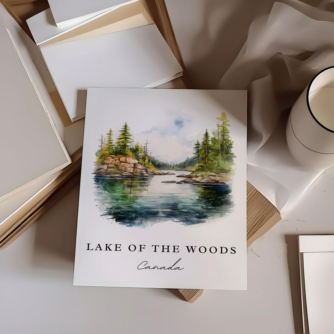 Lake of the Woods Canada wall art - Ontario Canada, Lake of the Woods print, Wedding gift, Birthday present, Custom Text Option