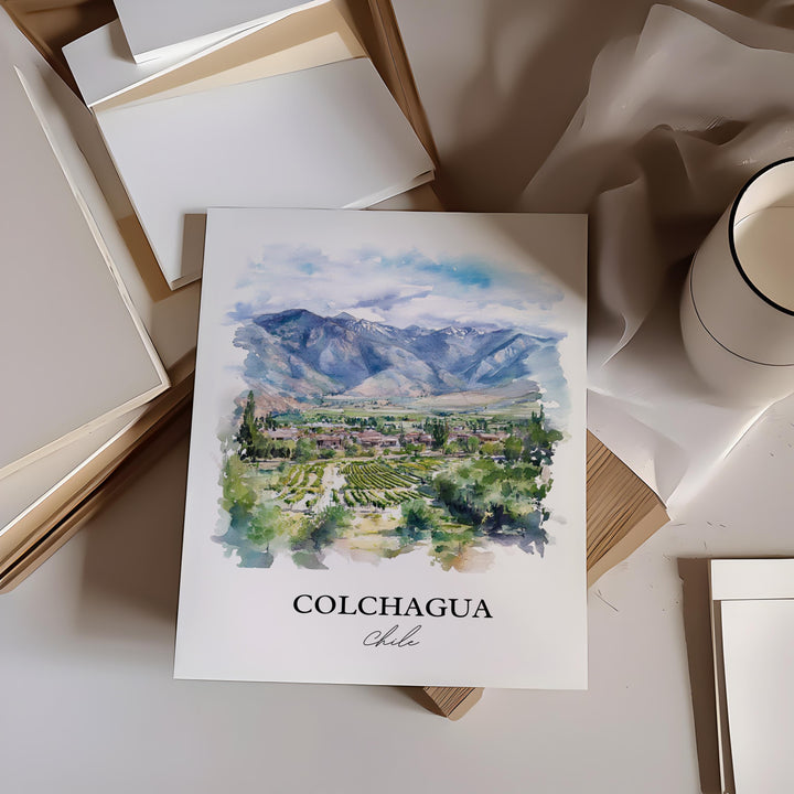 Colchagua Wall Art, Colchagua Print, Chile Watercolor Art, Colchagua Chile Gift, Travel Print, Travel Poster, Housewarming Gift