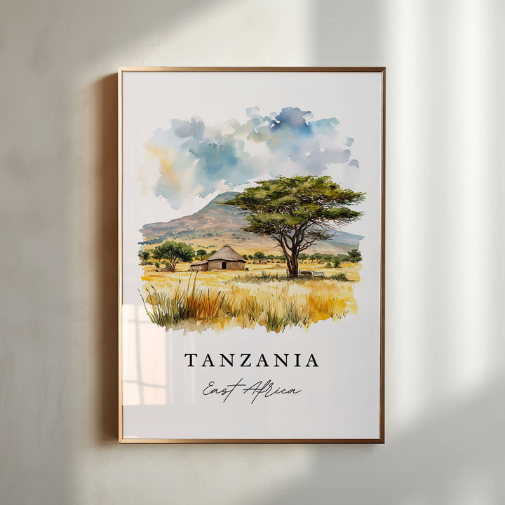 Tanzania wall art - East Africa, Tanzania print, Tanzania Wedding gift, Tanzania Birthday present, Custom Text, Perfect Gift