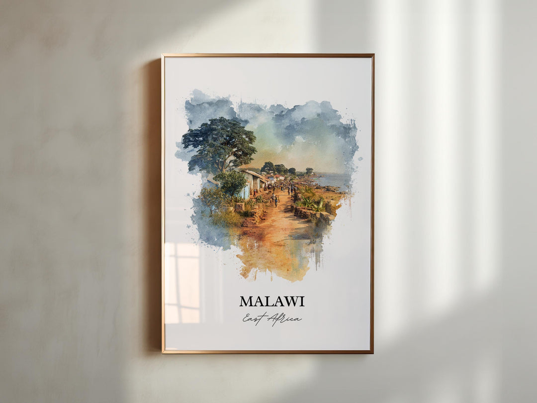 Malawi Wall Art, Malawi Print, Malawi Watercolor Art, East Africa Gift, Travel Print, Travel Poster, Housewarming Gift