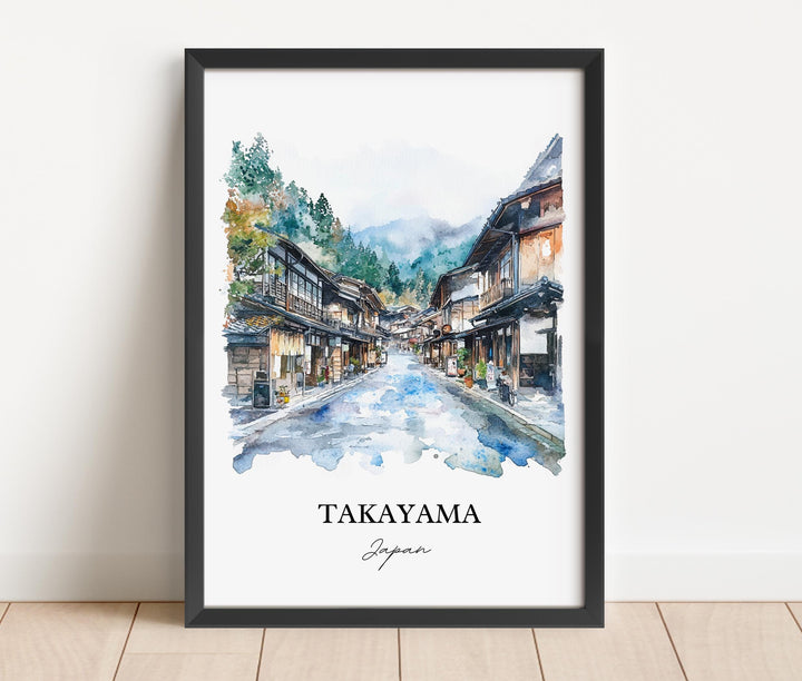 Takayama Wall Art, Takayama Japan Print, Gifu Prefecture Watercolor Art, Takayama Gift, Travel Print, Travel Poster, Housewarming Gift
