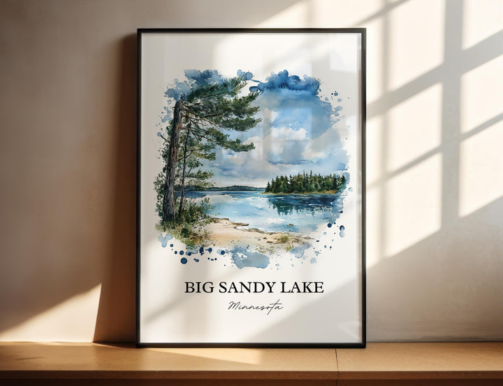 Big Sandy Lake Wall Art, Aitkin County Print, Montana Watercolor Art, Big Sandy Lake Gift, Travel Print, Travel Poster, Housewarming Gift