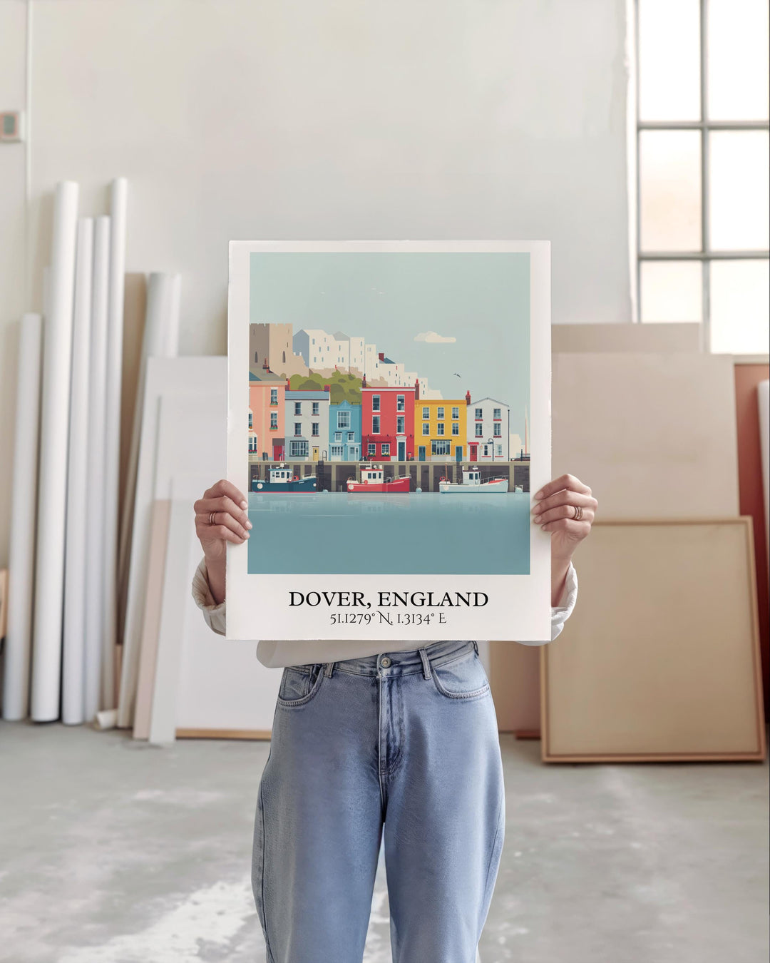 Dover England Art, UK Retro Travel Art, Dover UK Home Decor, Dover England Gift, England Travel Art, Travel Prints, Housewarming Gift