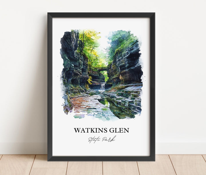 Watkins Glen State Park Art, Finger Lakes Print, Seneca Lake Artwork, Schuyler County Gift, Travel Print, Travel Poster, Housewarming Gift