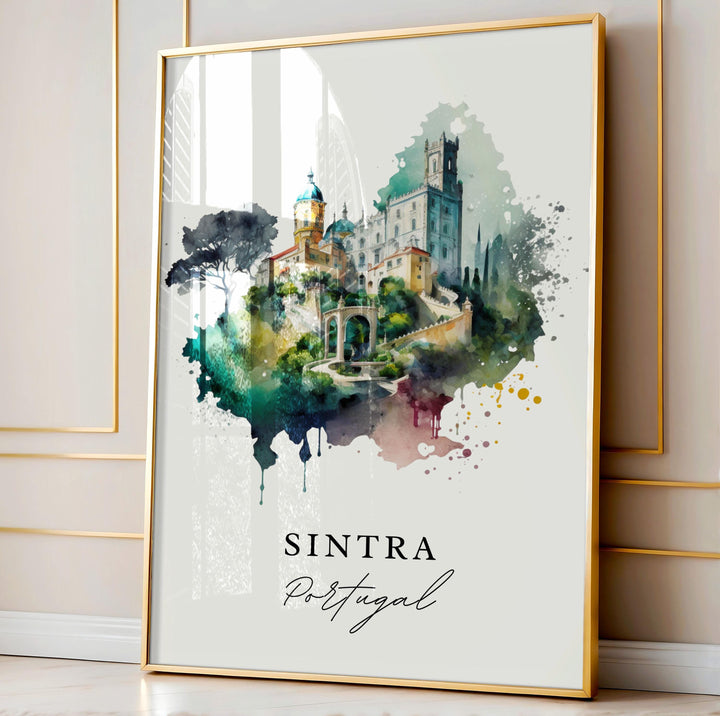 Sintra Portugal wall art - Portugal, Sintra poster, Sintra Wedding gift, Sintra Birthday present, Custom Text, Personalised Gift