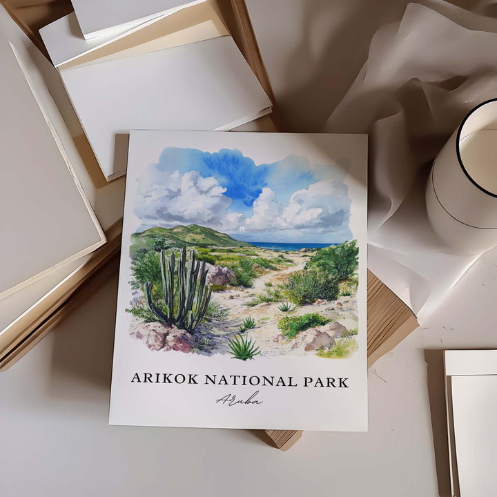 Arikok National Park Wall Art, Arikok Aruba Print, Aruba Watercolor Art, Aruba Gift, Travel Poster, Housewarming Gift