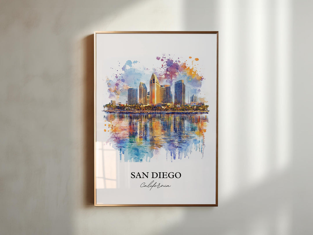 San Diego Wall Art, SoCal Print, California Watercolor Art, San Diego Gift, Travel Print, Travel Poster, Housewarming Gift