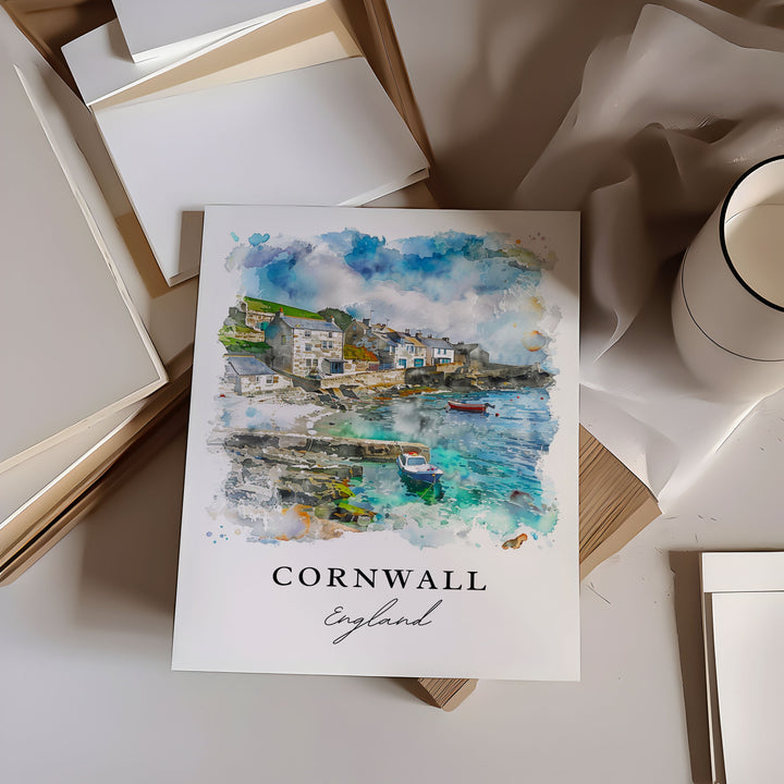 Cornwall England Art Print, Cornwall Print, England Wall Art, Cornwall Gift, Travel Print, Travel Poster, Travel Gift, Housewarming Gift