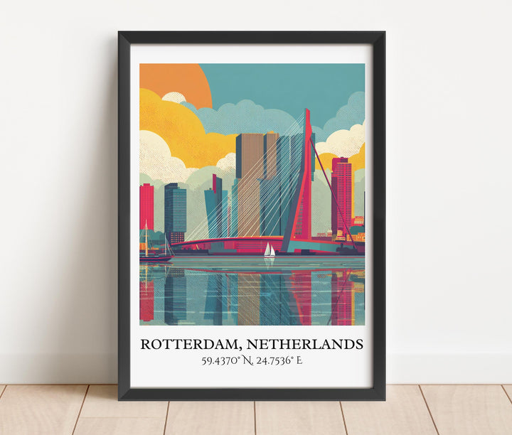 Rotterdam Art, Rotterdam Retro Travel Art, Rotterdam Home Decor, Rotterdam Gift, Netherlands Travel Art, Travel Prints, Housewarming Gift