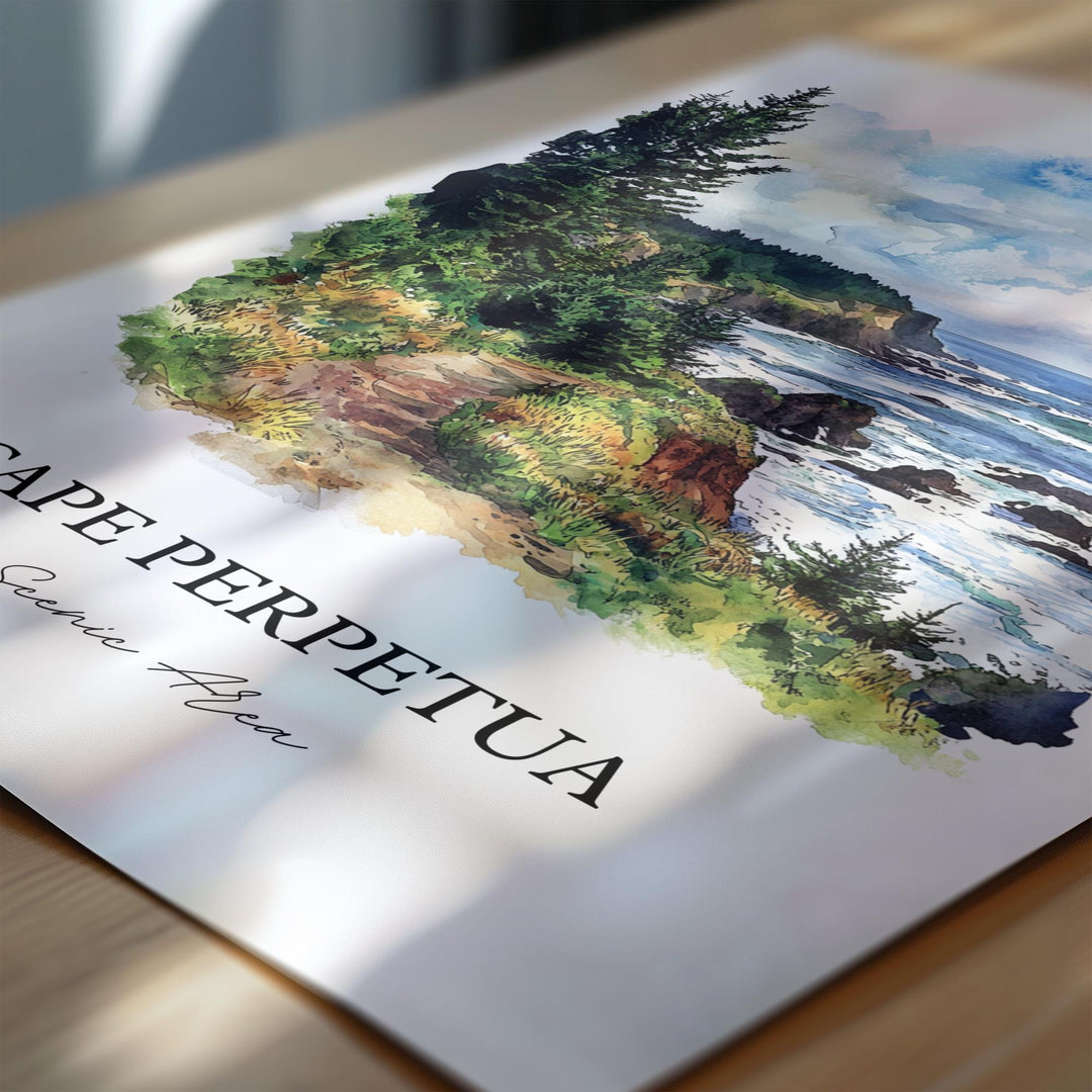 Cape Perpetua, USA – Watercolor Art Print