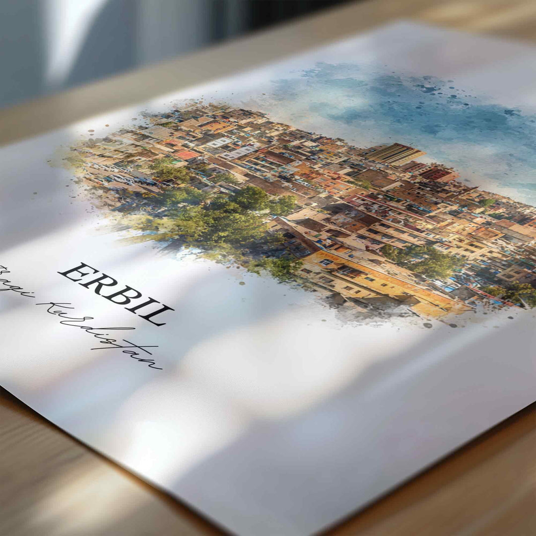 Erbil, Iraq – Watercolor Art Print