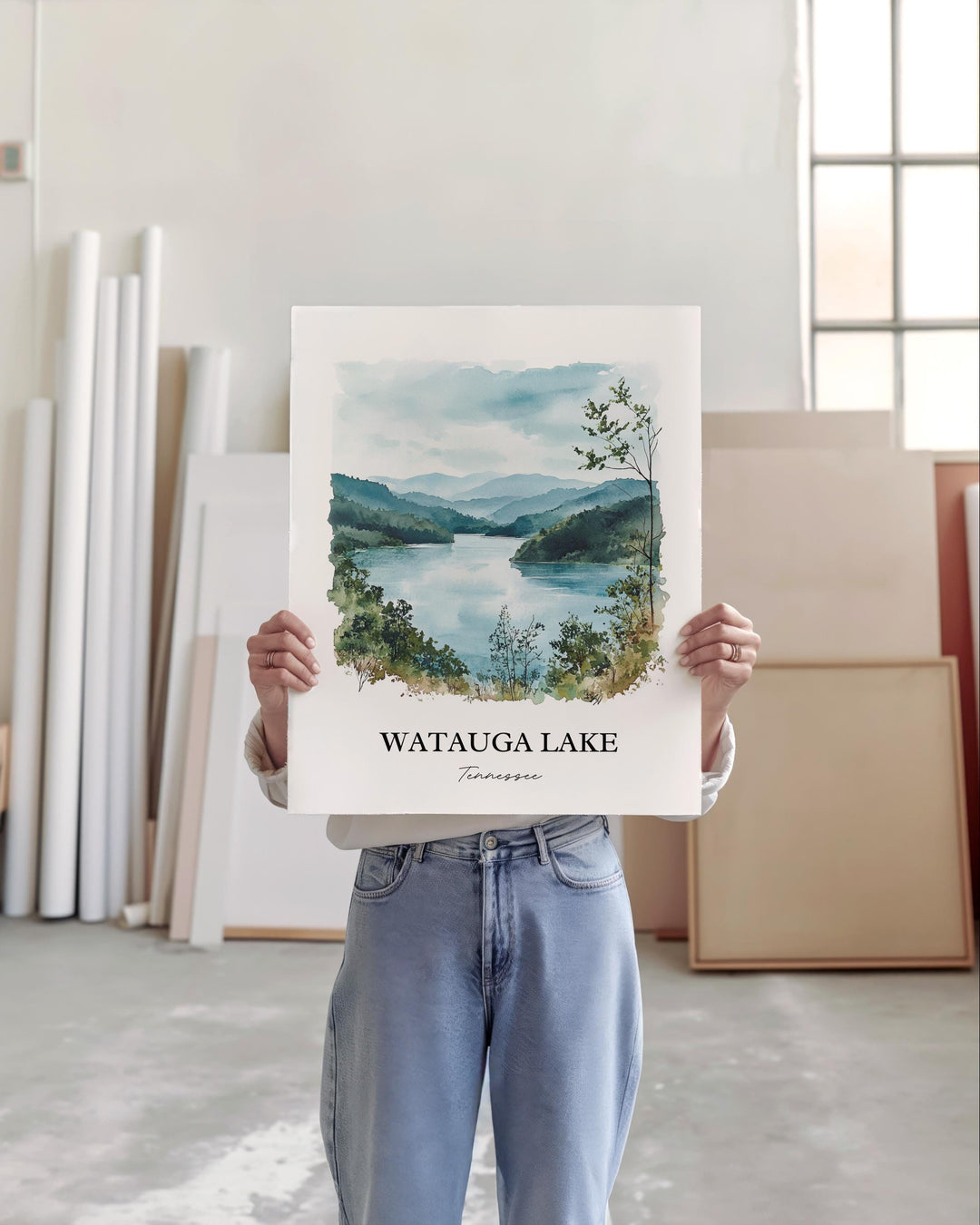 Watauga Lake Wall Art, Elizabethton TN Print, Tennessee Watercolor Art, Watauga Lake TN Gift, Travel Print, Travel Poster, Housewarming Gift