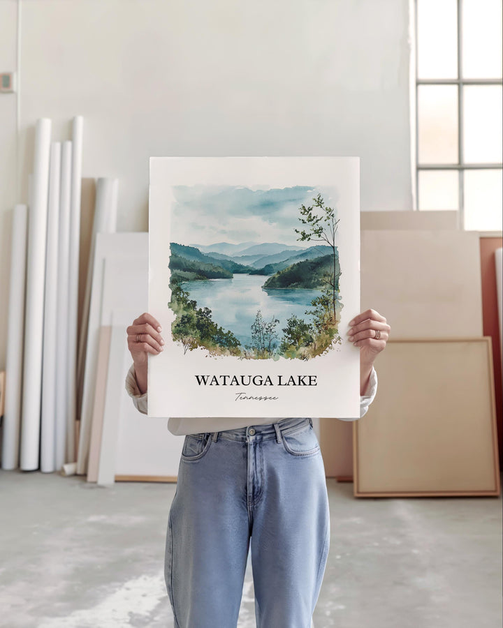 Watauga Lake Wall Art, Elizabethton TN Print, Tennessee Watercolor Art, Watauga Lake TN Gift, Travel Print, Travel Poster, Housewarming Gift