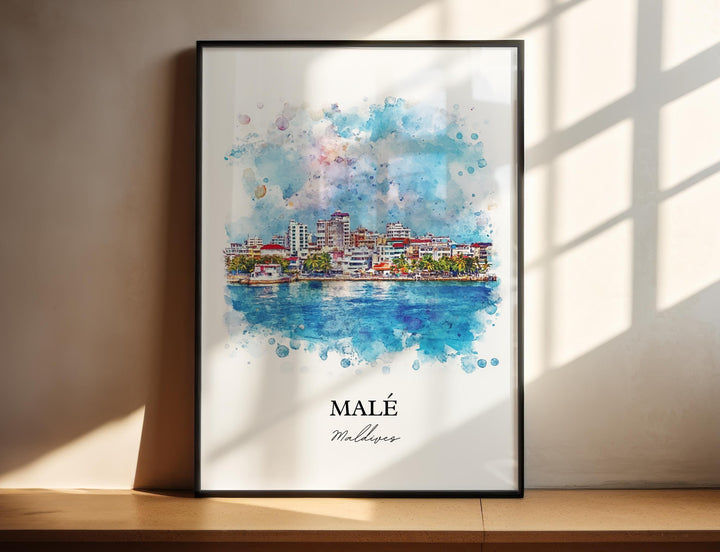 Malé Maldives Wall Art, Malé Print, Maldives Watercolor Art, Malé Maldives Gift, Travel Print, Travel Poster, Housewarming Gift