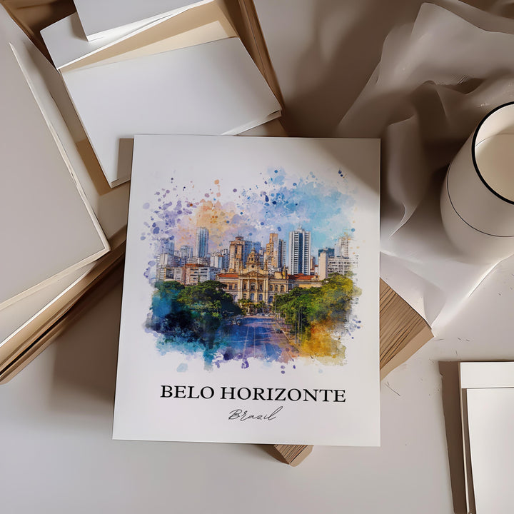 Belo Horizonte, Brazil – Watercolor Art Print