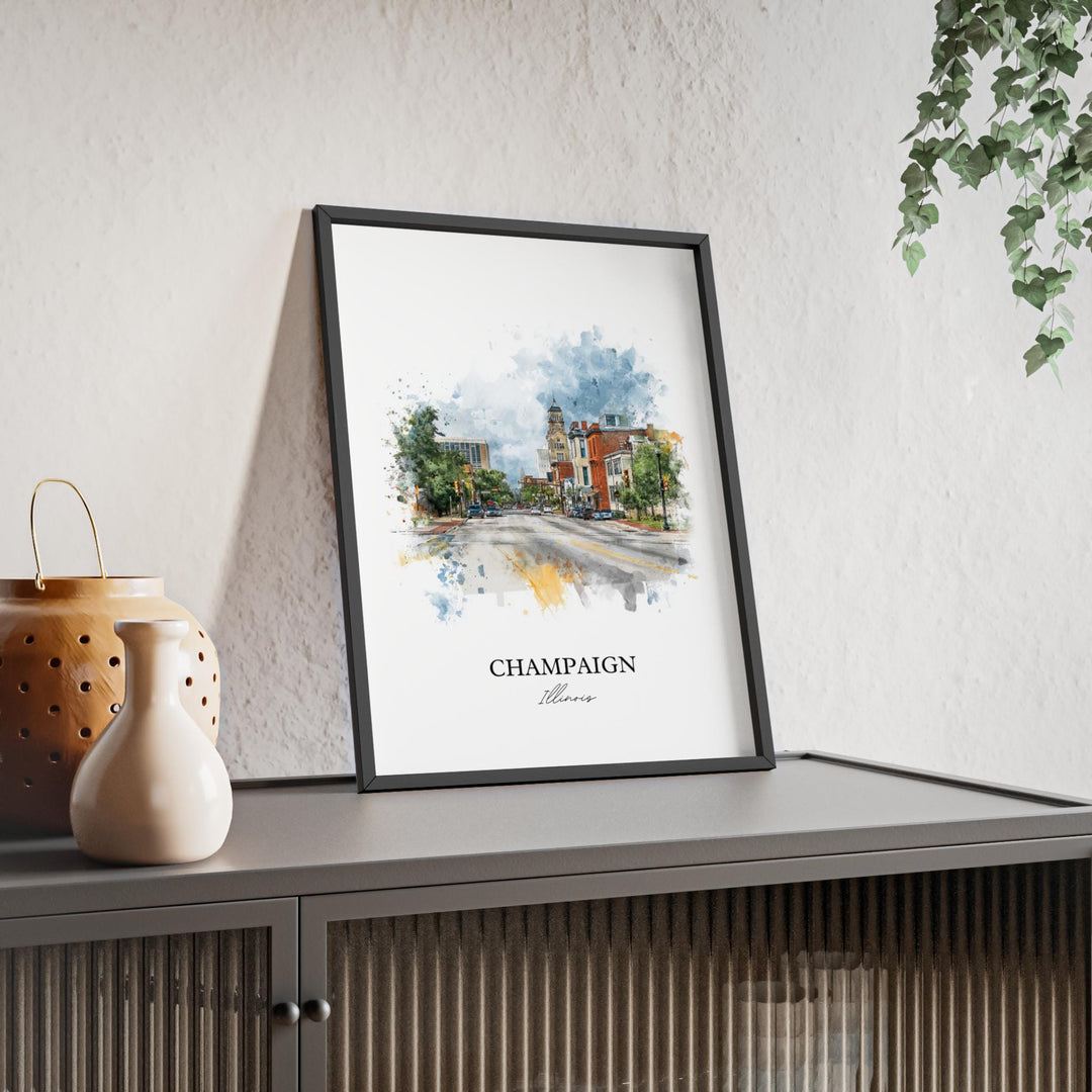 Champaign IL Wall Art, Champaign Print, Illinois Watercolor Art, Champaign Illinois Gift, Travel Print, Travel Poster, Housewarming Gift