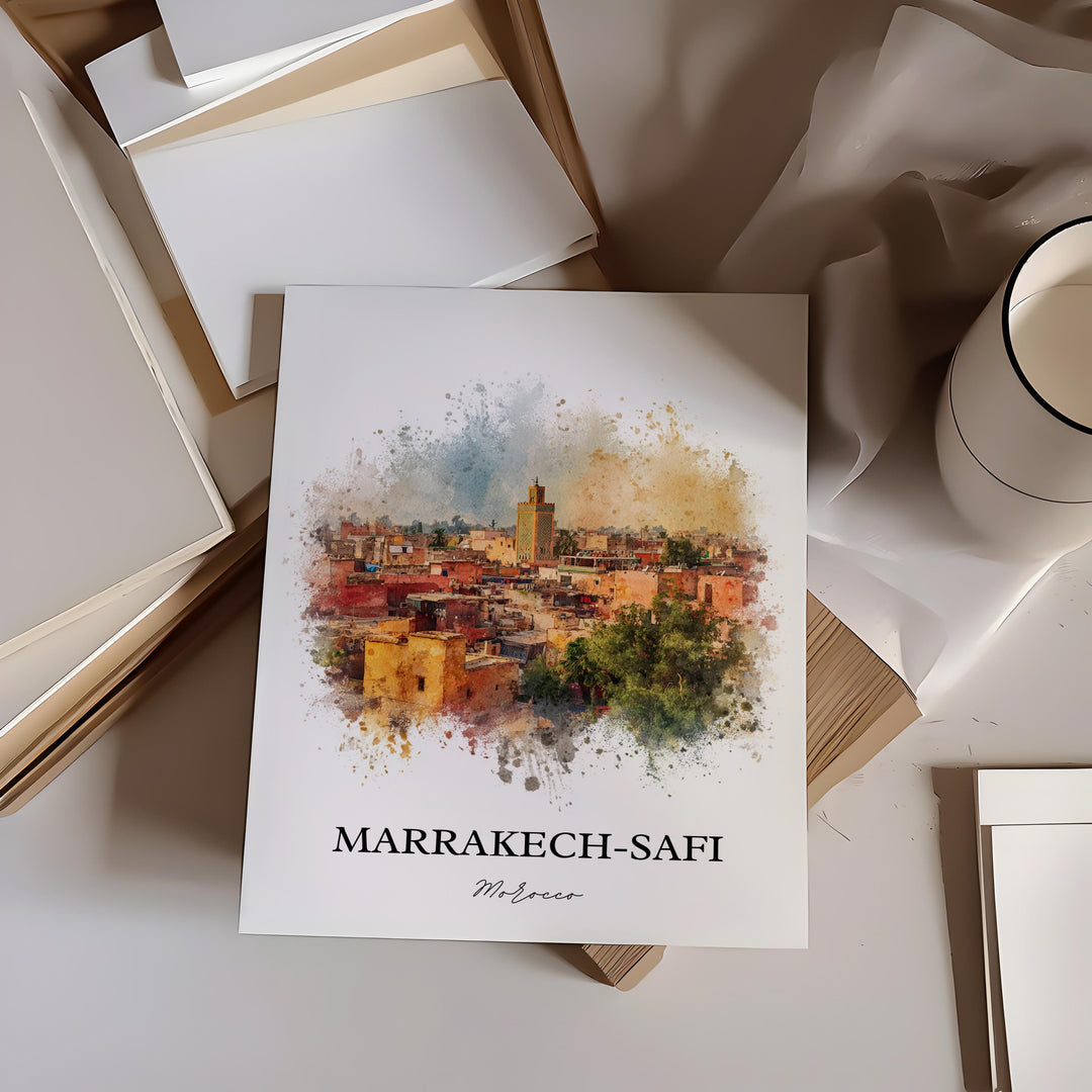 Marrakech-Safi Wall Art, Marrakech Print, Marrakech Watercolor, Morocco Gift, Marrakech-Safi Travel Print, Travel Poster, Housewarming Gift