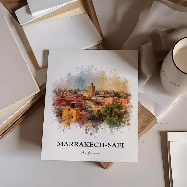 Marrakech-Safi Wall Art, Marrakech Print, Marrakech Watercolor, Morocco Gift, Marrakech-Safi Travel Print, Travel Poster, Housewarming Gift