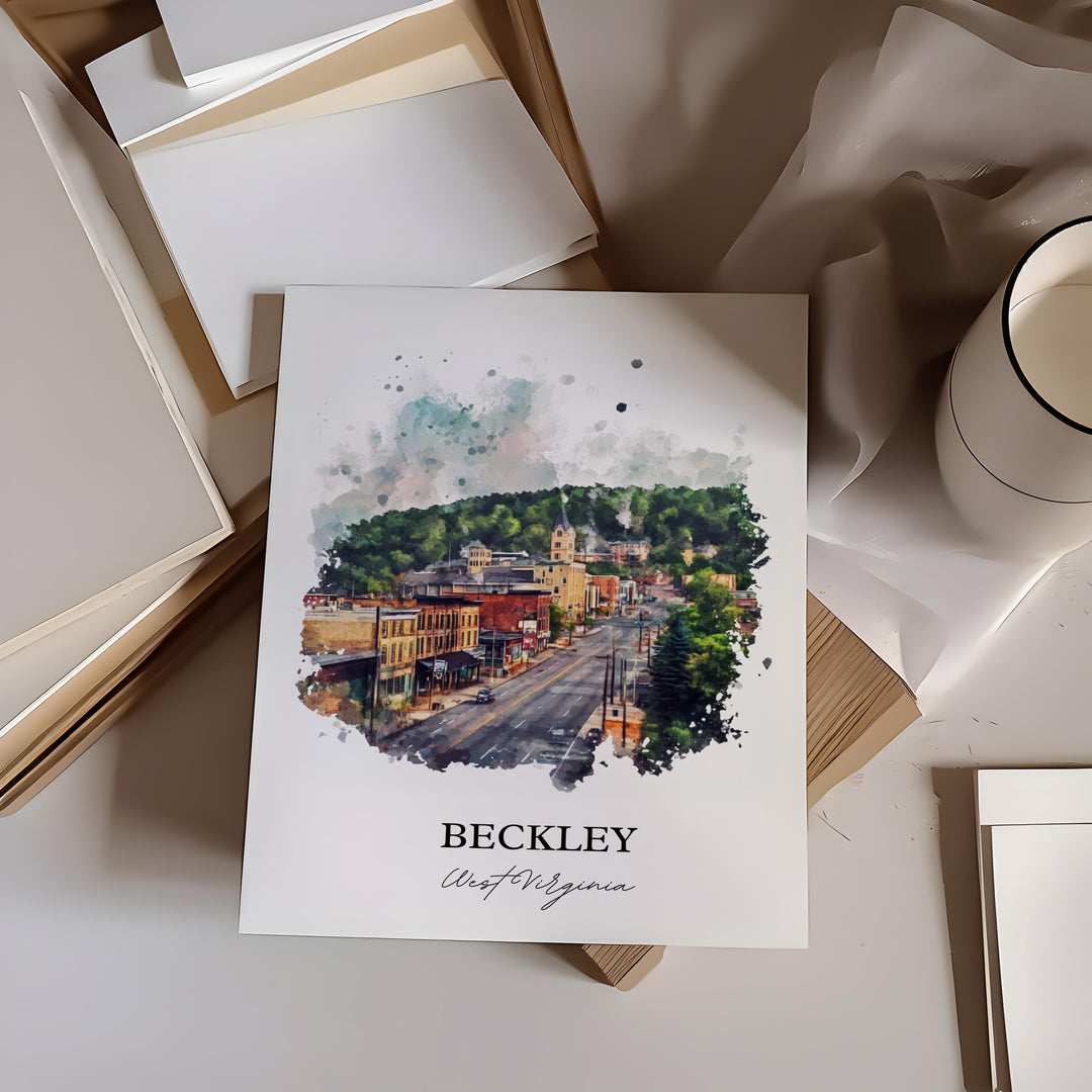 Beckley WV Wall Art, Raleigh County WV Print, West Virginia Watercolor Art, Beckley Gift, Travel Print, Travel Poster, Housewarming Gift