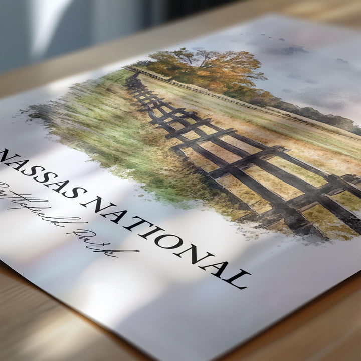 Manassas National Battlefield Art, Manassas Print, Virginia Watercolor Art, Manassas VA Gift, Travel Print, Travel Poster, Housewarming Gift