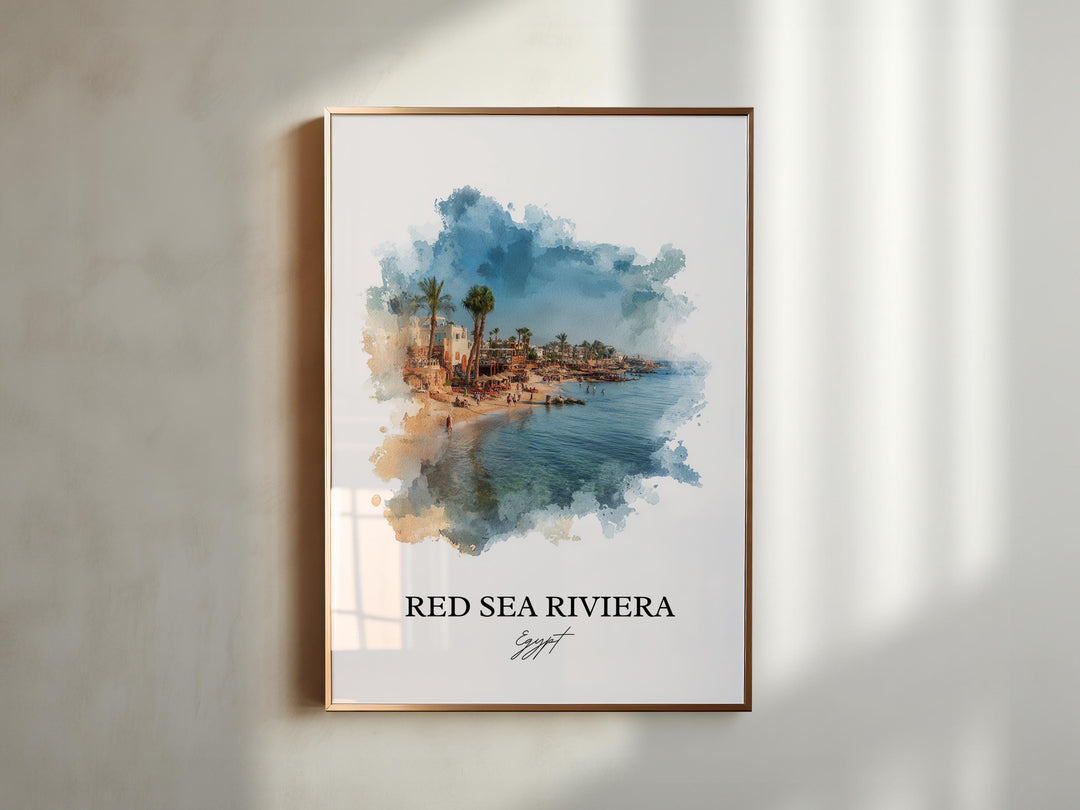 Red Sea Riviera Wall Art, Egypt Print, Egypt Watercolor Art, Red Sea Riviera Gift, Travel Print, Travel Poster, Housewarming Gift